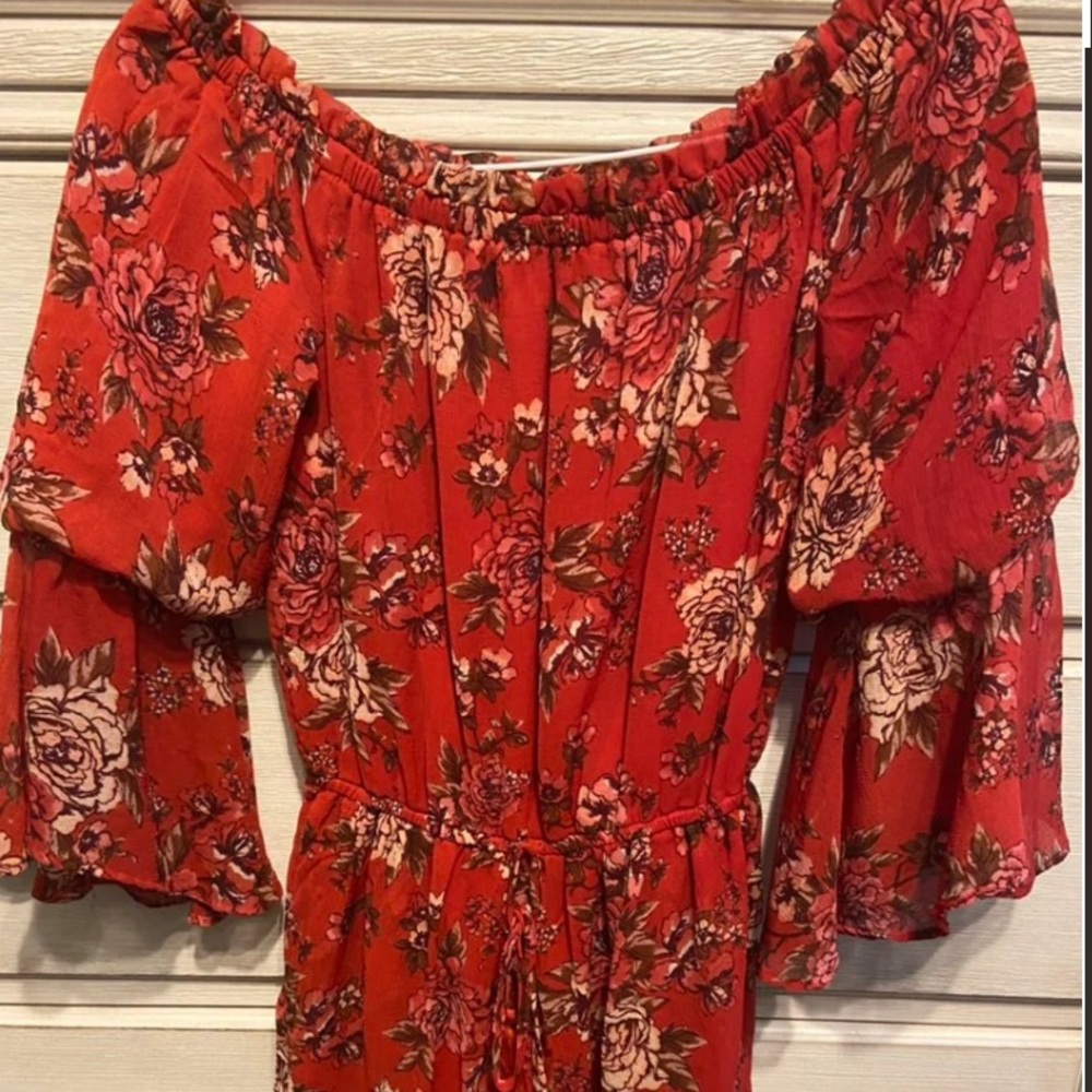 Red Floral Romper
